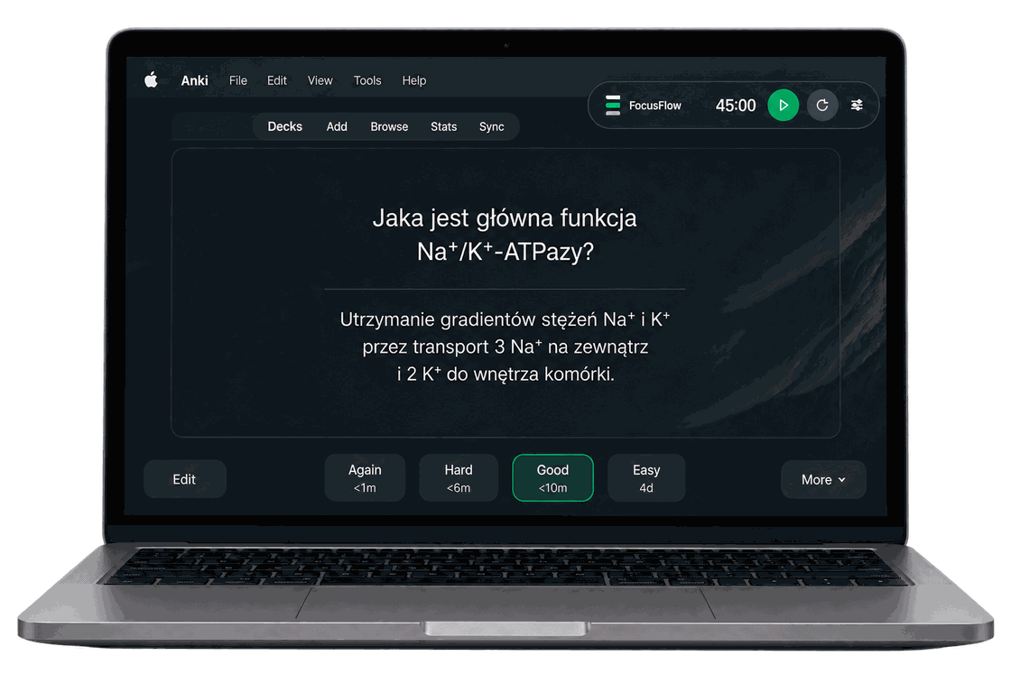 FocusFlow — widget timera w pasku narzędzi Anki Desktop